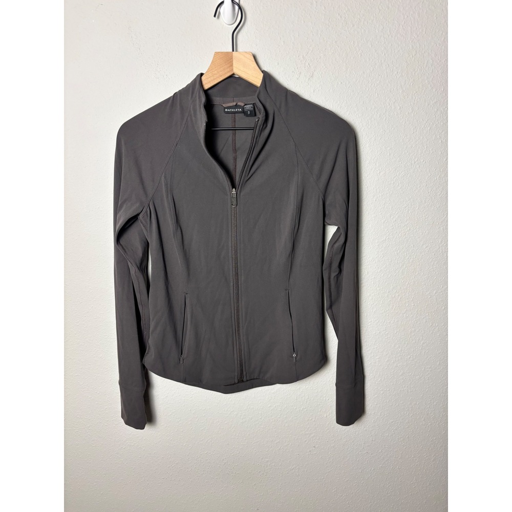 Athleta Salutation Jacket Gray Powervita Full Zip Yoga Training 657490 Small